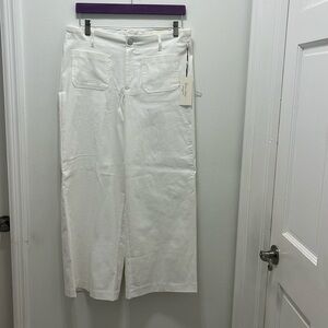 Haven + Blair London White Wide Leg Crop Pants‎ Women's Front Pocket Trousers